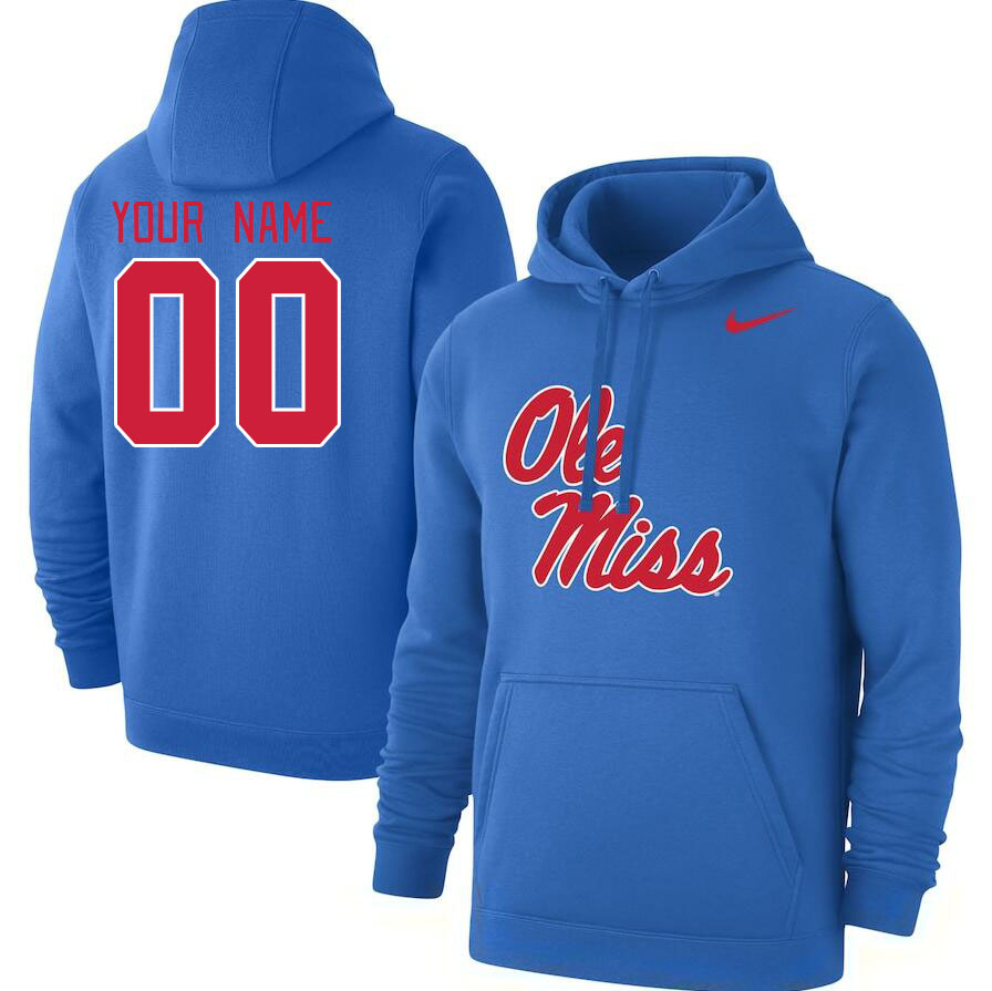 Custom Ole Miss Rebels Name And Number College Hoodie-Royal